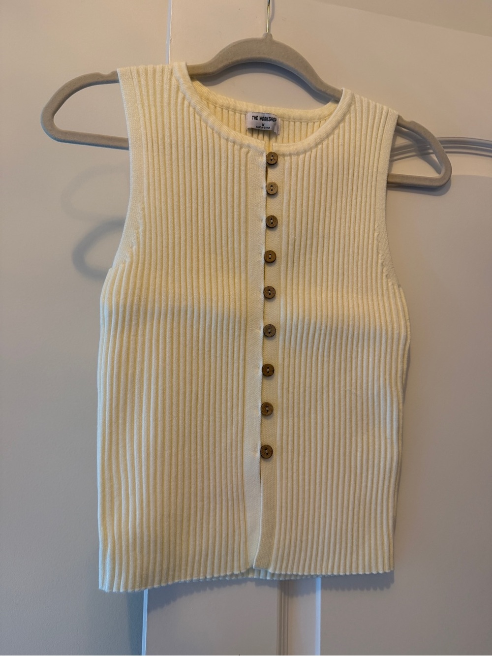 Vici Cream Ribbed Button-Front Tank - Picture 3 of 8